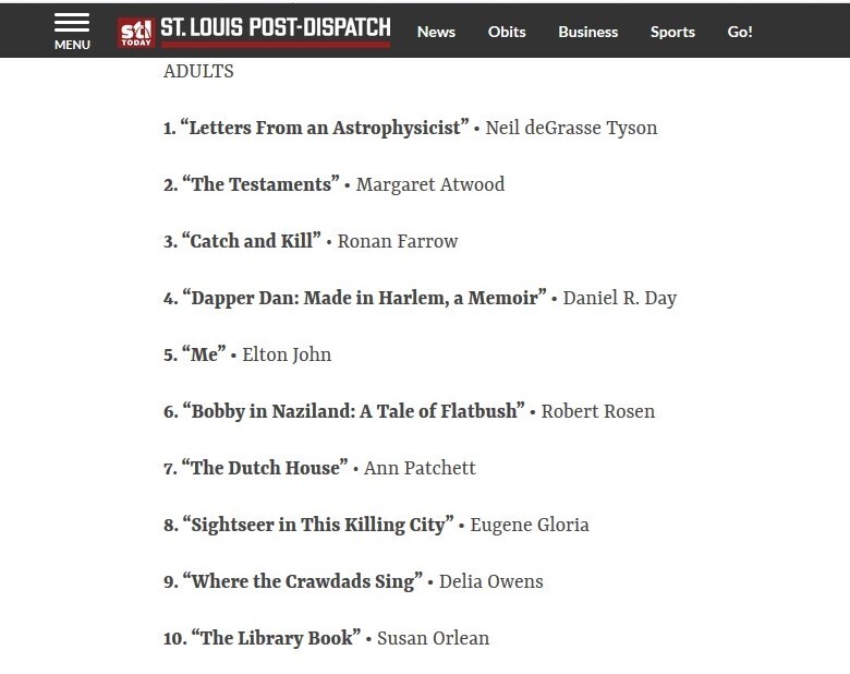 The St. Louis Post-Dispatch's list of bestselling books for the week that ended October 20.