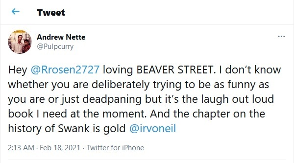 Beaver Street is the laugh out loud book I need at the moment.